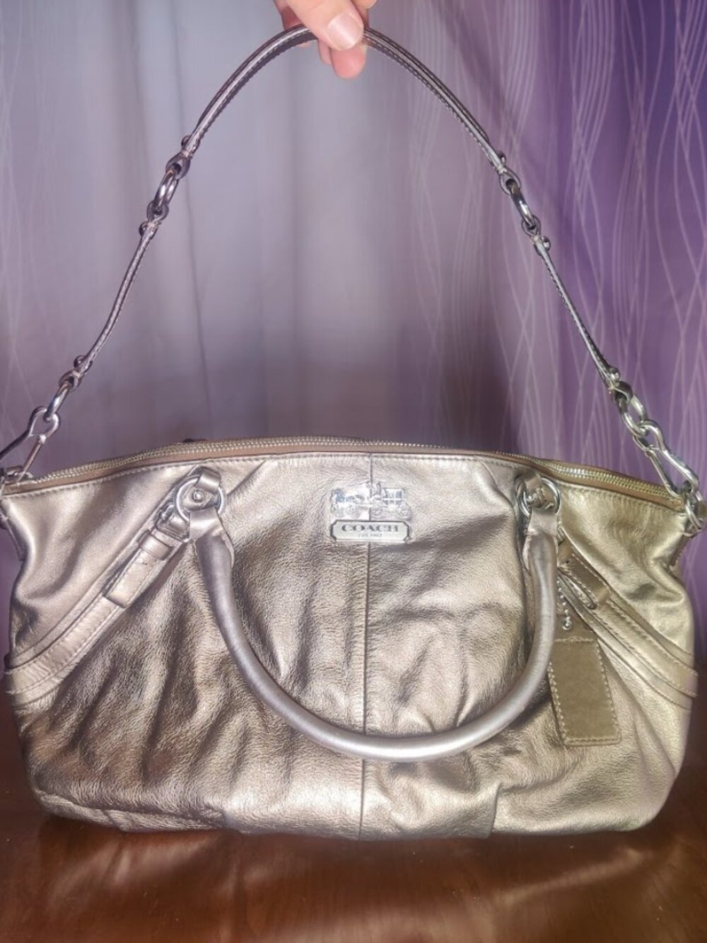 Coach Madison Sophia Metallic Leather Satchel Shoulder Bag 15955